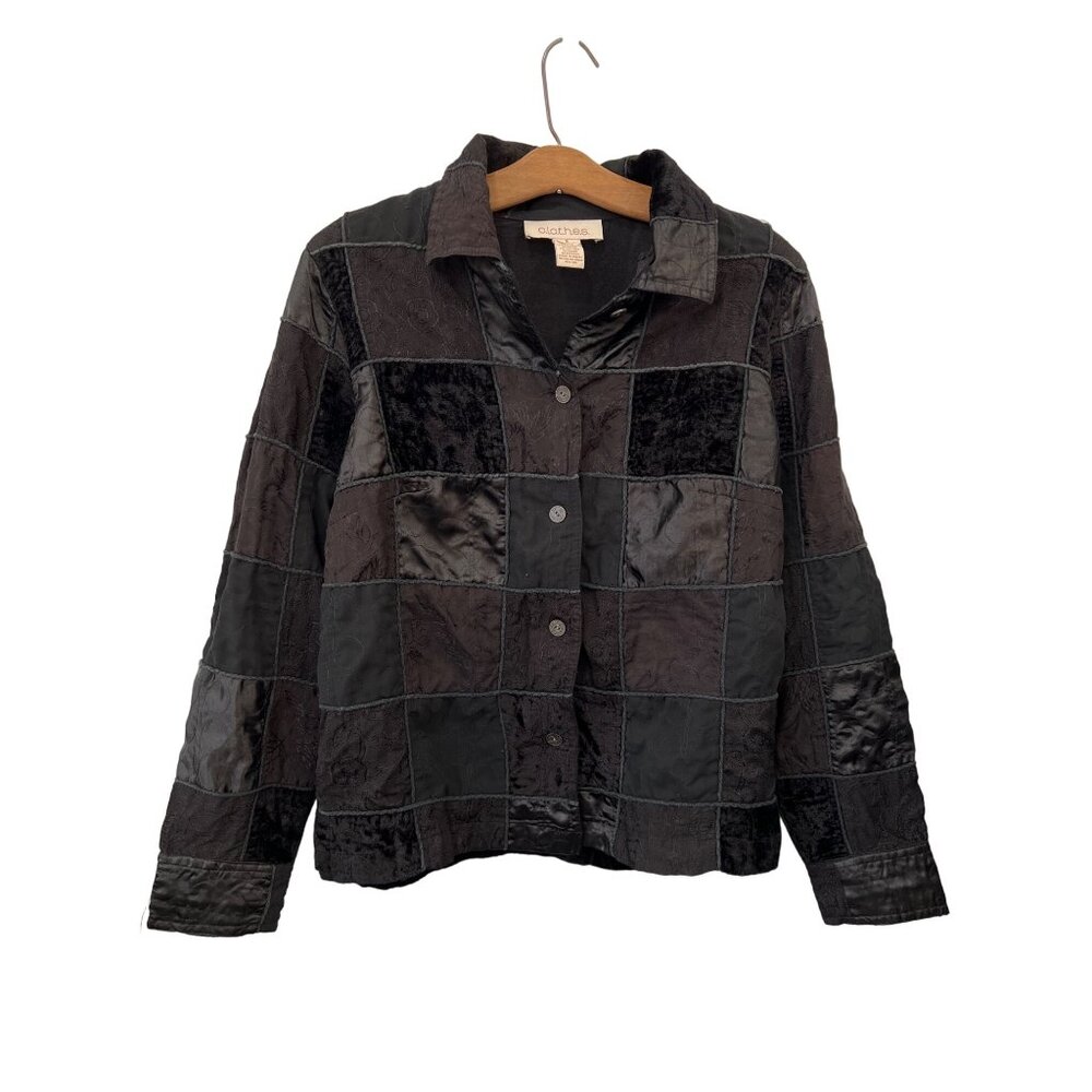 CLOTHES Patchwork Jacket Size Small Velour Retro Bohemian Hippie Contemporary